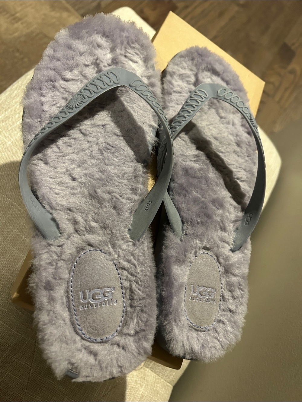 UGG Lavender Shearling Flip Flop Sandals